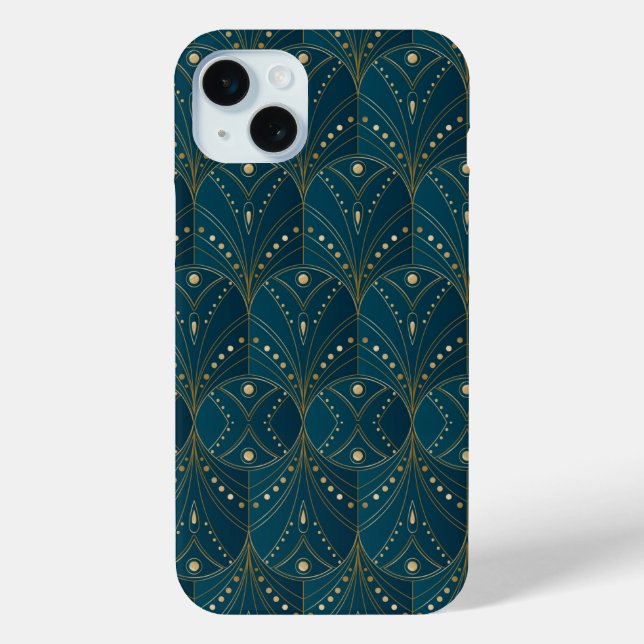 Funda De Case-Mate Para iPhone Art Deco pattern with gold geometric shapes (Reverso )