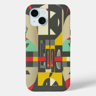 Funda Para iPhone 15 Art Deco Se Reúne A Mediados Del Siglo Moderno