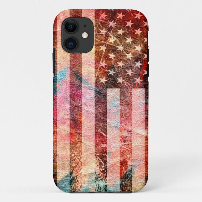 Funda De Case-Mate Para iPhone Art Grunge Bandera Estadounidense #6 (Reverso)