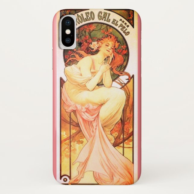 Funda De Case-Mate Para iPhone Art nouveau alphonse・mujer perfume floral (Reverso)