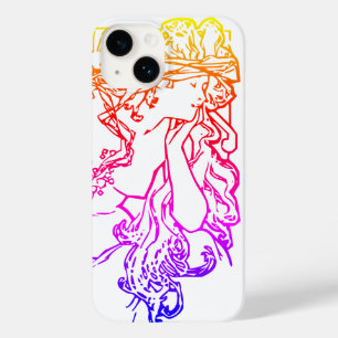 Funda Para iPhone 14 De Case-Mate Art nouveau alphonse salón sobre mujer colorido