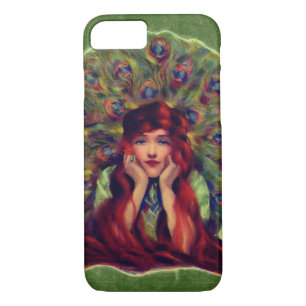 Funda Para iPhone 8/7 Art Nouveau deco elegante plumas de pavo real