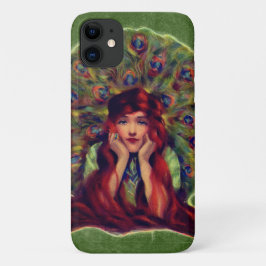 Funda Para iPhone 11 Art Nouveau deco elegante plumas de pavo real