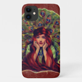 Funda Para iPhone 11 Art Nouveau deco elegante plumas de pavo real