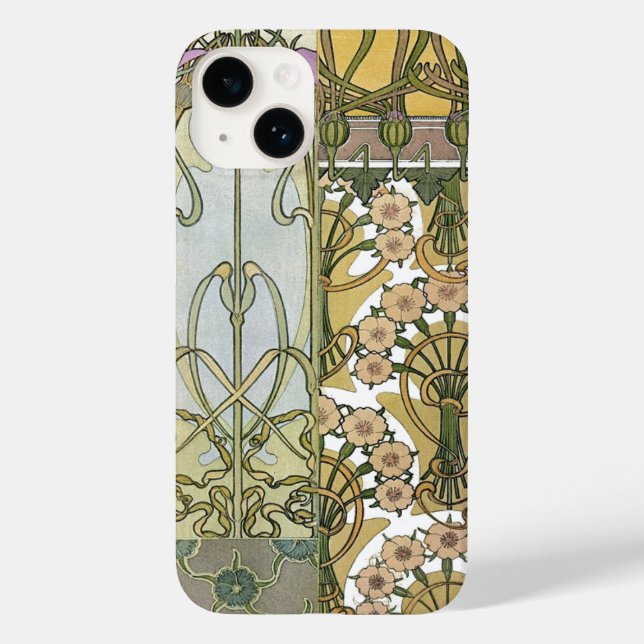 Funda De Case-Mate Para iPhone Art nouveau flores alphonse, arte floral (Reverso )