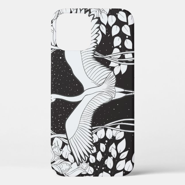 Funda De Case-Mate Para iPhone Art Nouveau: Ilustracion de aves florales (Reverso )