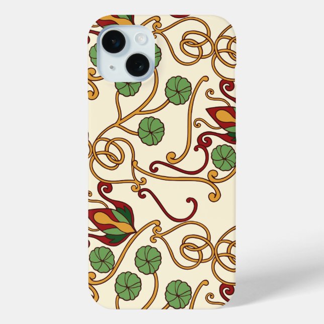 Funda De Case-Mate Para iPhone Art Nouveau-inspired floral design (Reverso )