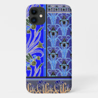 Art Nouveau iris flor elegante vintage azul negro
