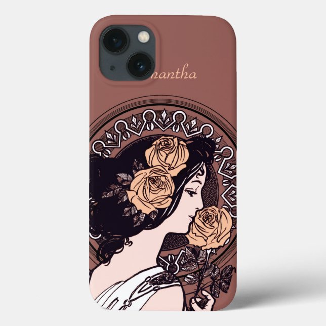 Funda De Case-Mate Para iPhone Art Nouveau marrón naranja (Reverso)