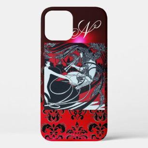TITLE_SEO2 ART NOUVEAU PAN , MONOGRAMA DE DAMASCO BLANCO ROJO