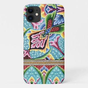 Funda Para iPhone 11 Art Nouveau patrón abstracto arte textil rosa azul