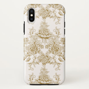 Funda Para iPhone X Art Nouveau, Toile, floral, patrón, beige, moda, e
