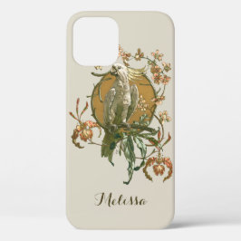 title_seo2 Art Nouveau vintage, Ave Cockatoo, Flores Orquídea
