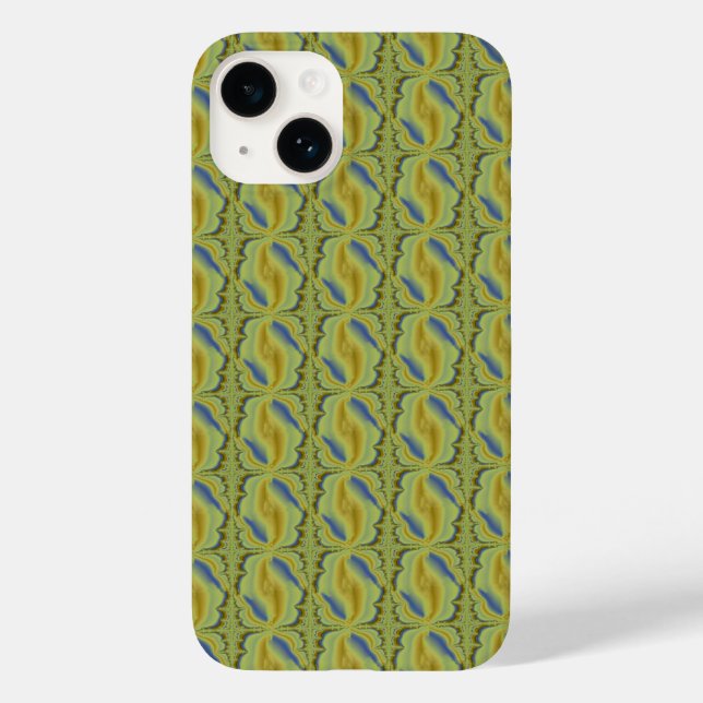 Funda De Case-Mate Para iPhone Artdeco amarillo azul en estilo retro (Reverso )