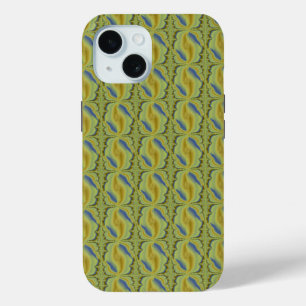 Funda Para iPhone 15 Artdeco amarillo azul en estilo retro