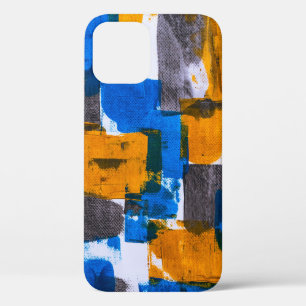 Funda Para iPhone 12 Arte abstracto azul, naranja y gris
