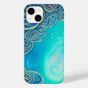 Funda Para iPhone 14 De Case-Mate Arte abstracto azul y turquesa