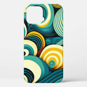 Funda Para iPhone 12 Pro Arte abstracto colorido de ondas hippie retro de l