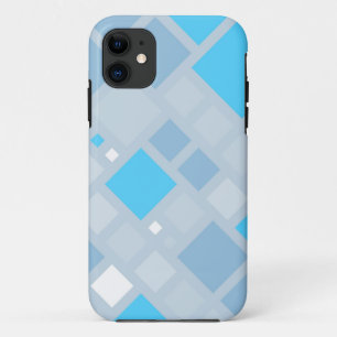 Funda Para iPhone 11 Arte abstracto Cuadrados de gris azul