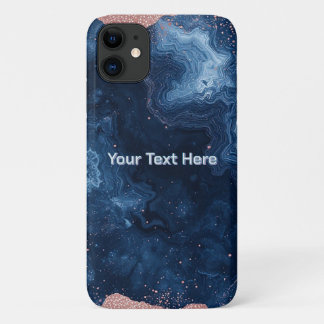 Funda Para iPhone 11 Arte abstracto de canica azul con acentos de purpu