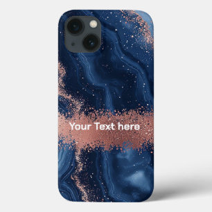 Funda Para iPhone 13 Arte abstracto de canica azul con acentos de purpu