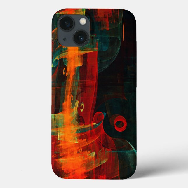 Funda De Case-Mate Para iPhone Arte abstracto de cascada de Naranja rojo azul (Reverso)