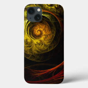 Funda Para iPhone 13 Arte abstracto de color rojo floral de Sunrise