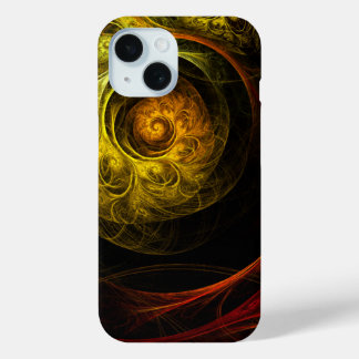 Funda Para iPhone 15 Arte abstracto de color rojo floral de Sunrise