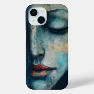 Funda Para iPhone 15 Arte abstracto de mujer azul