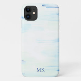 Funda Para iPhone 11 Arte abstracto de océano azul Monograma inicial pe