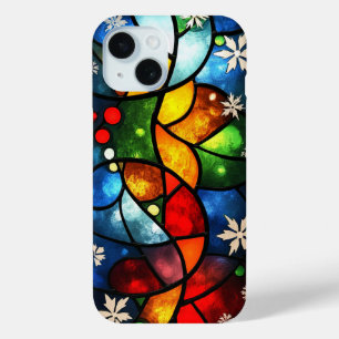 Funda Para iPhone 15 Arte abstracto festivo de invierno con vidrio tint