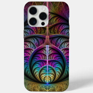 Funda Para iPhone 15 Pro Max Arte abstracto fractal colorido con patrones aluci