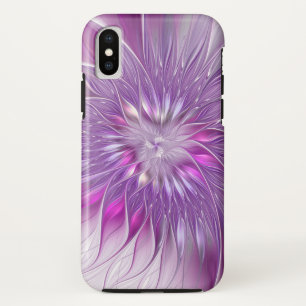 Funda Para iPhone XS Arte abstracto fractal de flor apasionada púrpura 