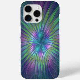 Funda Para iPhone 15 Pro Max Arte abstracto fractal de flor de fantasía brillan