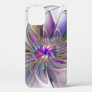Funda Para iPhone 12 Pro Arte abstracto fractal de flor energético y colori