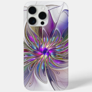 Funda Para iPhone 15 Pro Max Arte abstracto fractal de flor energético y colori