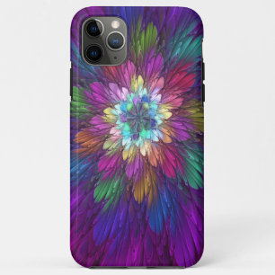 Funda Para iPhone 11 Pro Max Arte abstracto fractal de flor psicodélica colorid