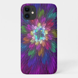 Funda Para iPhone 11 Arte abstracto fractal de flor psicodélica colorid