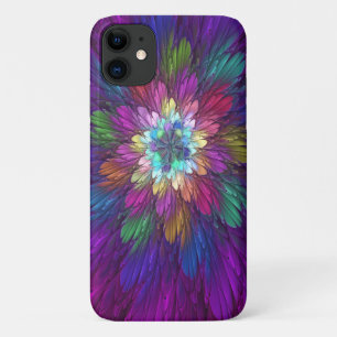 Funda Para iPhone 11 Arte abstracto fractal de flor psicodélica colorid