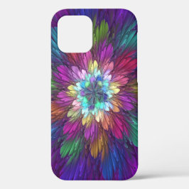 Funda Para iPhone 12 Pro Arte abstracto fractal de flor psicodélica colorid
