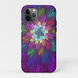 Funda Para iPhone 11 Pro Arte abstracto fractal de flor psicodélica colorid