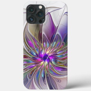 Funda Para iPhone 13 Pro Max Arte abstracto fractal de flores enérgico y colori
