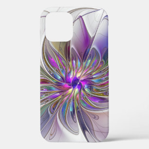 Funda Para iPhone 12 Pro Arte abstracto fractal de flores enérgico y colori