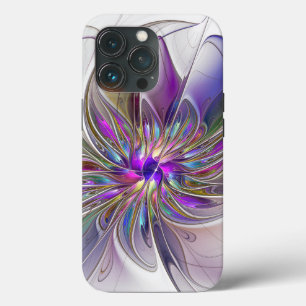 Funda Para iPhone 13 Pro Arte abstracto fractal de flores enérgico y colori