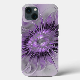Funda Para iPhone 13 Arte abstracto fractal moderno de flor de lavanda