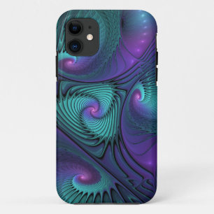 Funda Para iPhone 11 Arte abstracto fractal moderno púrpura se encuentr
