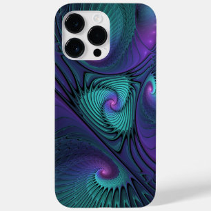 Funda Para iPhone 14 Pro Max De Case-Mate Arte abstracto fractal moderno púrpura y turquesa
