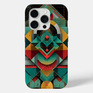 Funda Para iPhone 15 Pro Arte Abstracto Geométrico – Cuadrícula Celeste