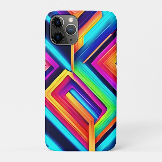 Funda De Case-Mate Para iPhone Arte abstracto geométrico de neón (Reverso)
