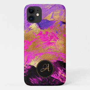 Funda Para iPhone 11 Arte abstracto moderno chic purpura rosa dorado br